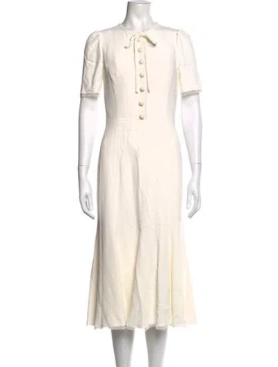 Pre-owned Dolce & Gabbana Tie Neck Midi Length Dress In Neutrals
