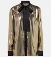 Dolce & Gabbana Tie-neck Silk-blend Lamé Blouse In Gold