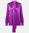 Dolce & Gabbana Silk-satin Turtleneck Blouse In Purple
