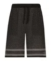 Dolce & Gabbana Tie-print Silk Jogging Shorts In Black