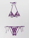 Dolce & Gabbana Tie-side Halter Neck Bikini With Gold-tone Hardware In Purple