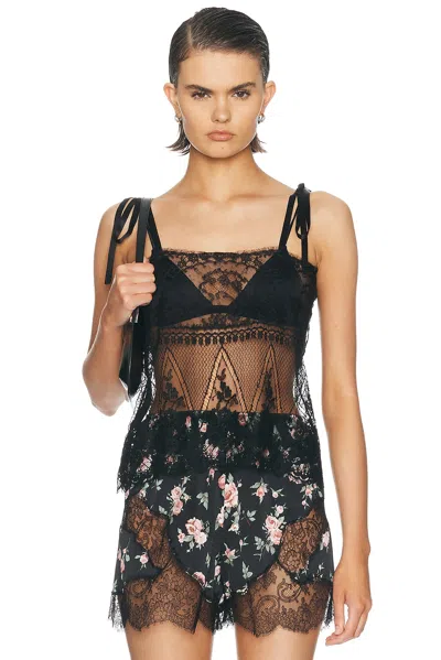 Dolce & Gabbana Tie Strap Sheer Camisole Top In Black
