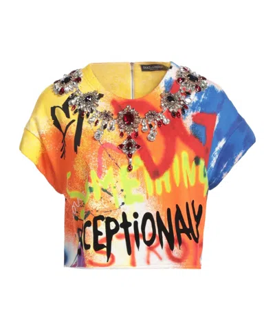 Dolce & Gabbana Tie-dye Cropped Top In Multi