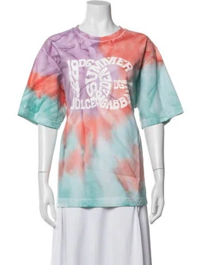 Pre-owned Dolce & Gabbana Tie-dye Print Crew Neck T-shirt In Red