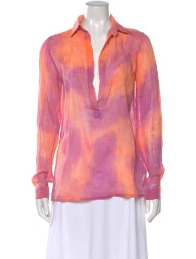 Pre-owned Dolce & Gabbana Tie-dye Print Long Sleeve Blouse In Multi