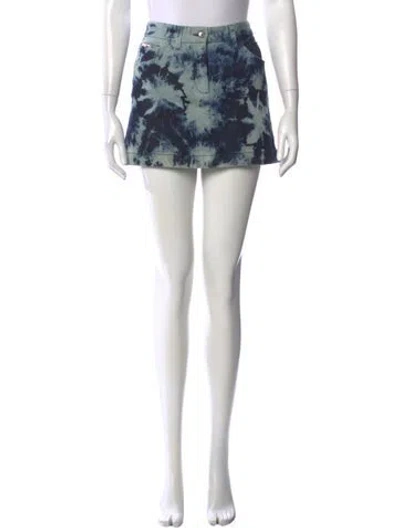 Pre-owned Dolce & Gabbana Tie-dye Print Mini Skirt In Blue