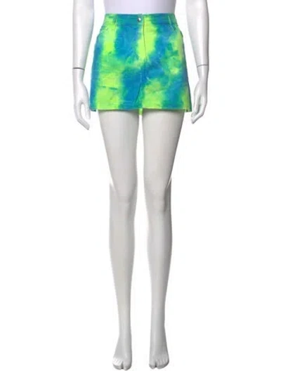 Pre-owned Dolce & Gabbana Tie-dye Print Mini Skirt In Blue