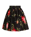 Dolce & Gabbana Mini Skirt With Rose Bouquet Print And Peplum Detail, Size 40 In Black