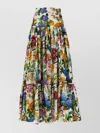 Dolce & Gabbana Multicolor Maxi Skirt With Logo Lettering Detail On The Front And All-over Floral Print In Cotton Wo
