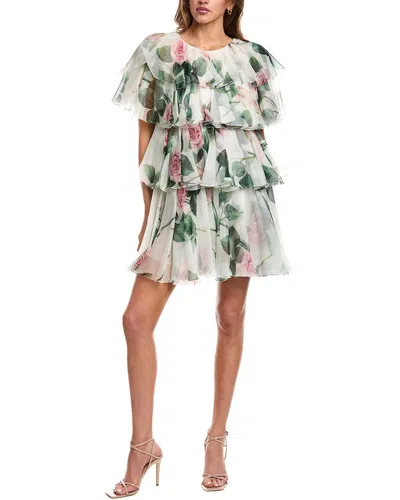 Dolce & Gabbana Tiered Silk Organza Cocktail Dress In Multi