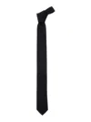 Dolce & Gabbana Black Tie With Tie Closure On The Rear And All-over Logo Embroidery In Silk Man In Black
