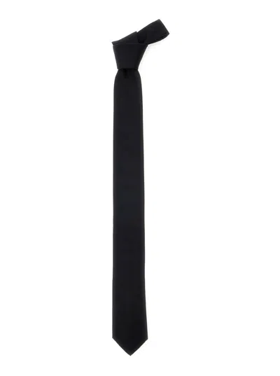 DOLCE & GABBANA BLACK TIE WITH SINGLE LOOP ON THE REAR IN SILK MAN