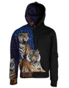Dolce & Gabbana Multicolor Tiger Hooded Sweatshirt Sweater In Black