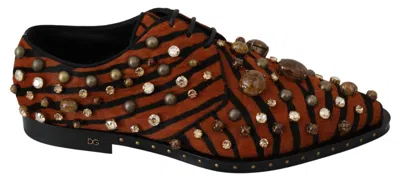 Dolce & Gabbana Tiger Pattern Crystal Embellished Flats In Orange