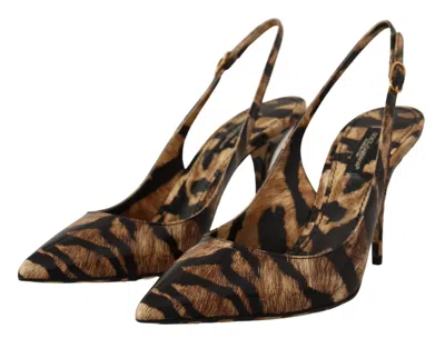 Dolce & Gabbana Tiger-patterned Moluro Python Slingback Heel In Brown