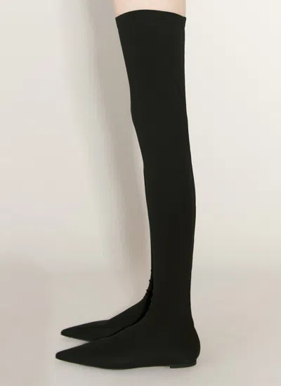 Dolce & Gabbana Tigh-high Jersey Boots In Black