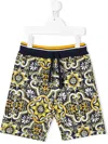Dolce & Gabbana Jersey Bermuda Jogging Shorts With Maiolica Print In Blue