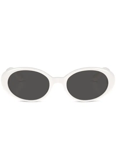 Dolce & Gabbana Tinted Round-frame Sunglasses In Weiss