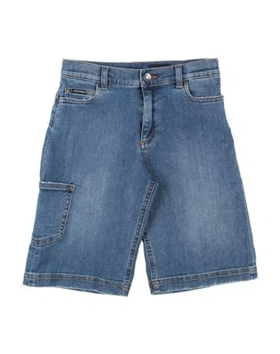 Dolce & Gabbana Babies'  Toddler Boy Denim Shorts Blue Size 6 Cotton, Elastane, Butadiene, Polyester, Brass