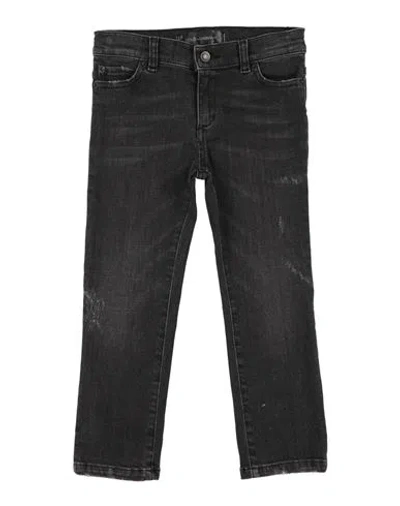 Dolce & Gabbana Babies'  Toddler Boy Jeans Black Size 5 Cotton, Elastane, Cow Leather