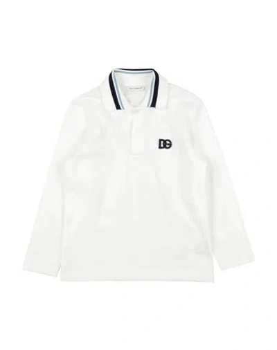 Dolce & Gabbana Babies'  Toddler Boy Polo Shirt White Size 5 Cotton, Viscose