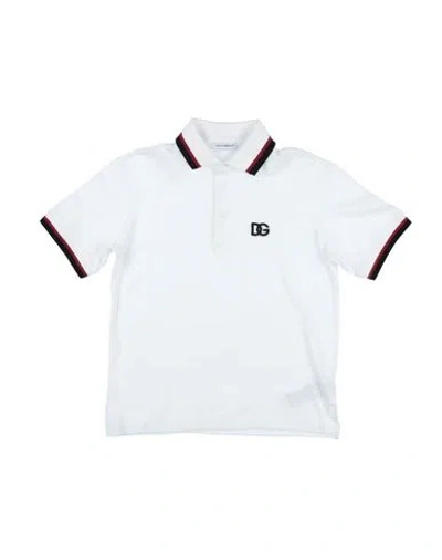 Dolce & Gabbana Babies'  Toddler Boy Polo Shirt White Size 6 Cotton, Viscose, Elastane