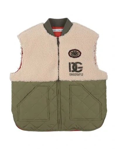 Dolce & Gabbana Babies'  Toddler Boy Puffer Military Green Size 5 Polyester, Cotton, Linen, Virgin Wool, Elas