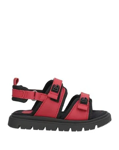Dolce & Gabbana Babies'  Toddler Boy Sandals Red Size 9c Calfskin, Textile Fibers In Black