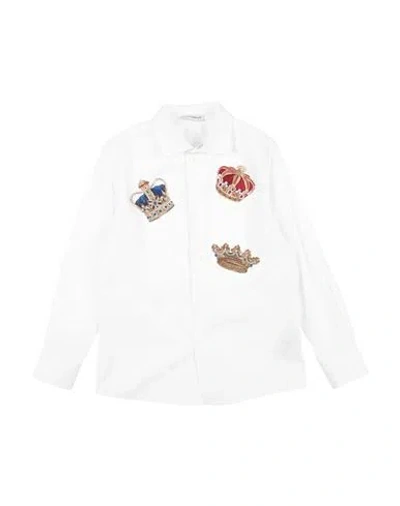 Dolce & Gabbana Babies'  Toddler Boy Shirt White Size 4 Cotton, Viscose, Polyester, Metallic Fiber, Polyamide