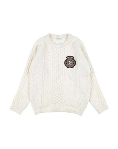 Dolce & Gabbana Babies'  Toddler Boy Sweater Cream Size 7 Virgin Wool, Viscose, Nylon, Polyester In White