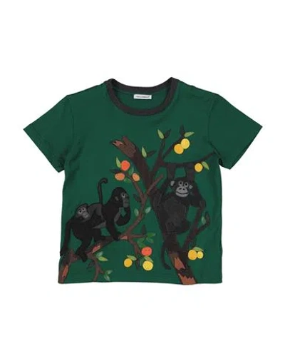 Dolce & Gabbana Babies'  Toddler Boy T-shirt Dark Green Size 5 Cotton