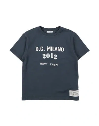 Dolce & Gabbana Babies'  Toddler Boy T-shirt Navy Blue Size 5 Cotton, Polyester, Elastane