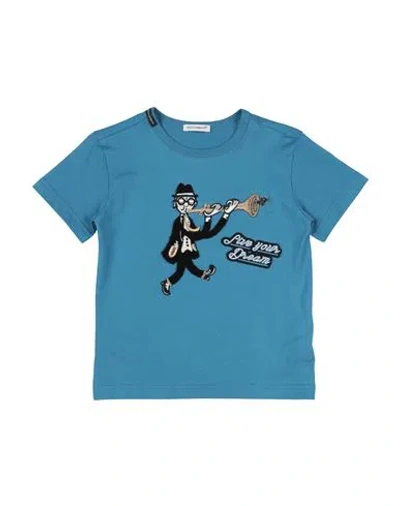 Dolce & Gabbana Babies'  Toddler Boy T-shirt Pastel Blue Size 5 Cotton, Wool, Acrylic, Polyester, Viscose