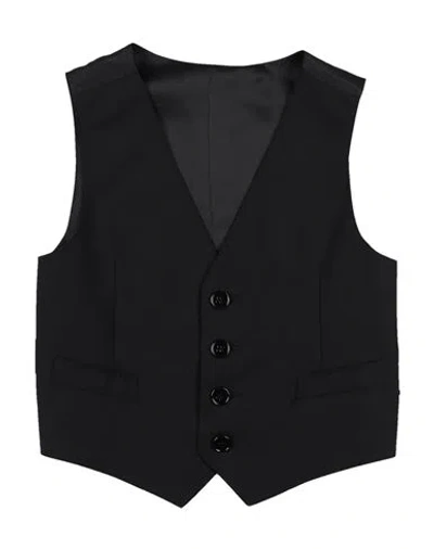 Dolce & Gabbana Babies'  Toddler Boy Tailored Vest Black Size 3 Virgin Wool, Viscose, Polyester, Elastane, Si In Navy Blue