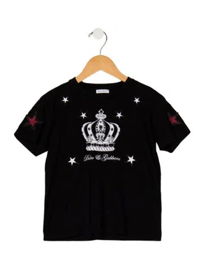 Pre-owned Dolce & Gabbana Babies' Toddler Boys Branded Embroidered Shirt In Black