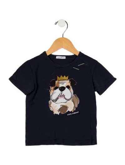 Pre-owned Dolce & Gabbana Babies' Toddler Boys Branded Pattern Printed Shirt In Blue