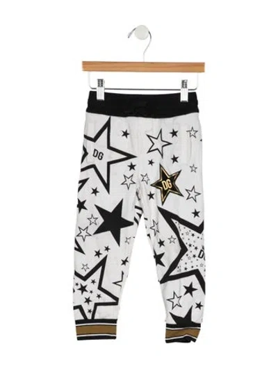Pre-owned Dolce & Gabbana Babies' Toddler Boys Branded Pattern Printed Sweatpants In White
