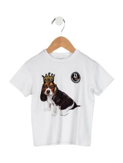 Pre-owned Dolce & Gabbana Babies' Toddler Boys' Dog Graphic T-shirt In White