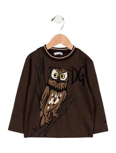 Pre-owned Dolce & Gabbana Babies' Toddler Boys' Graphic Print T-shirt In Brown