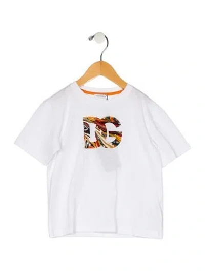 Pre-owned Dolce & Gabbana Babies' Toddler Boys' Graphic Short Sleeve Shirt W/tags In White