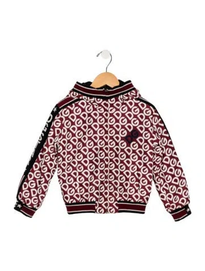 Pre-owned Dolce & Gabbana Babies' Toddler Boys' Hooded Logo Graphic Puffer Jacket In Red