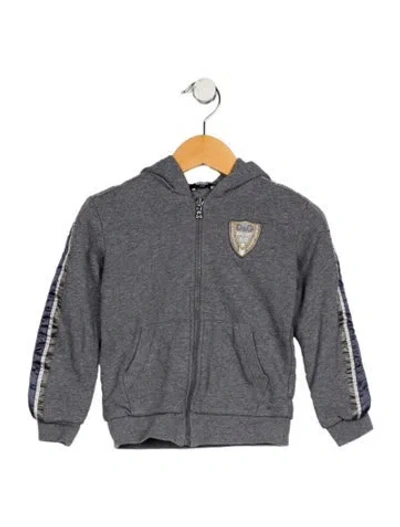 Pre-owned Dolce & Gabbana Babies' Toddler Boys' Logo Patch Hooded Jacket In Gray