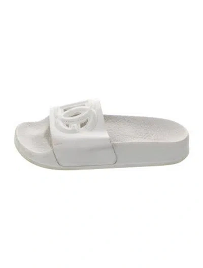 Pre-owned Dolce & Gabbana Babies' Toddler Boys' Logo Slide Sandals In White