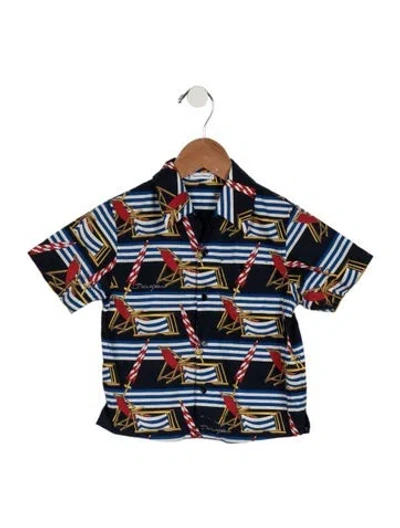 Pre-owned Dolce & Gabbana Babies' Toddler Boys' Multicolor Pattern Shirt In Blue