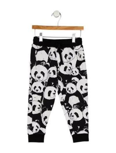 Pre-owned Dolce & Gabbana Babies' Toddler Boys' Panda-patterned Sweatpants In Black