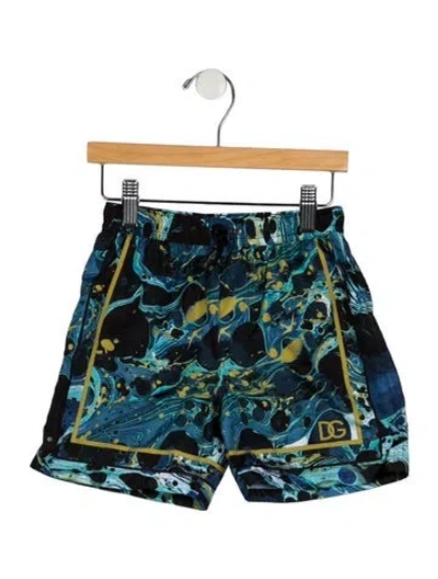 Pre-owned Dolce & Gabbana Babies' Toddler Boys' Patterned Swim Shorts In Blue