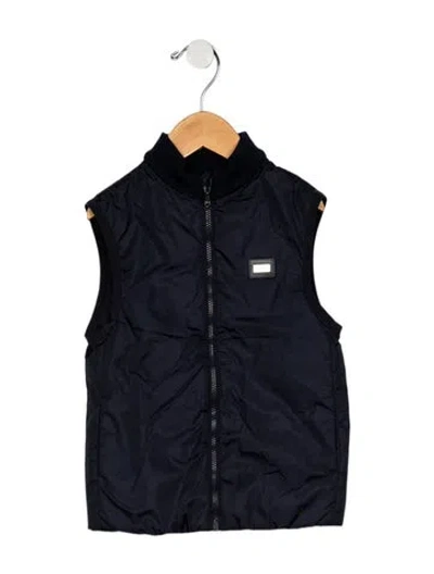 Pre-owned Dolce & Gabbana Babies' Toddler Boys' Solid Puffer Vest In Blue