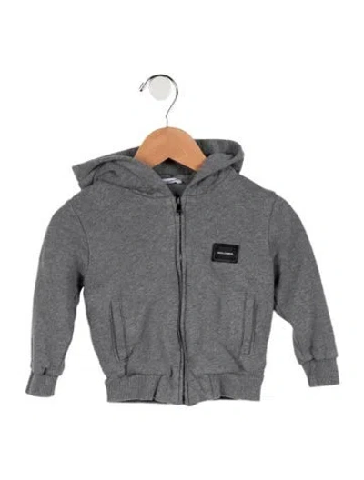 Pre-owned Dolce & Gabbana Babies' Toddler Boys' Solid Zip Up Hoodie In Grey