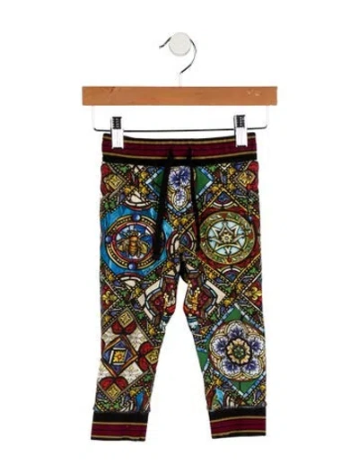 Pre-owned Dolce & Gabbana Babies' Toddler Boys' Stained Glass Baroque Print Sweatpants In Black