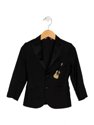 Pre-owned Dolce & Gabbana Babies' Toddler Boys' Virgin Wool Embroidered Blazer In Black